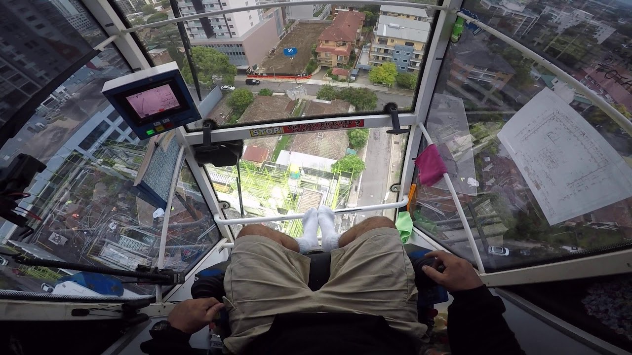 Tower crane driving operator view