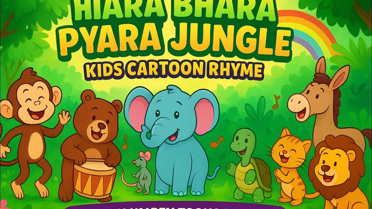 Hara Bhara Pyara Jungle | Kids Animal Cartoon Rhyme | Umren Toons Rhymes.