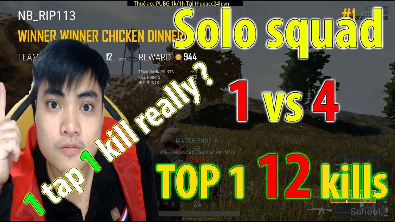 Solo squad 1 vs 4 l 1 Tap 1 Kill l 12 kills