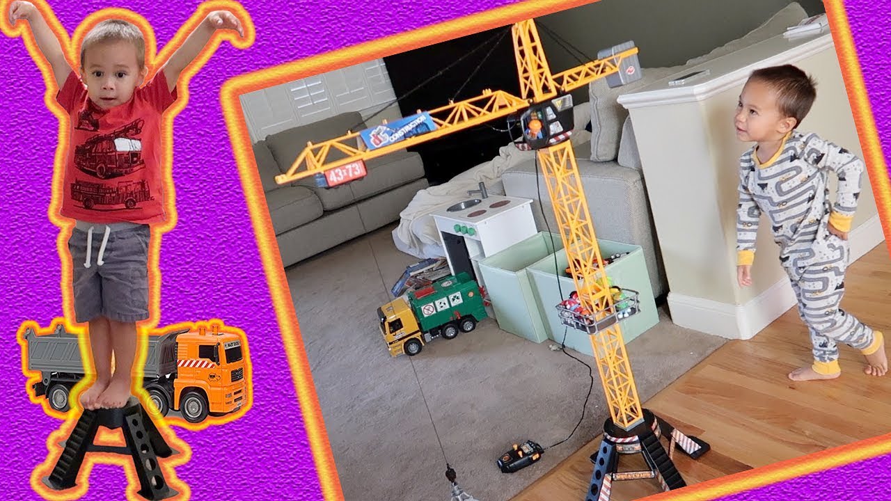 Mega Crane Toy Unboxing Dickie Toys Tower Crane Set Tonka Crane Construction Trucks