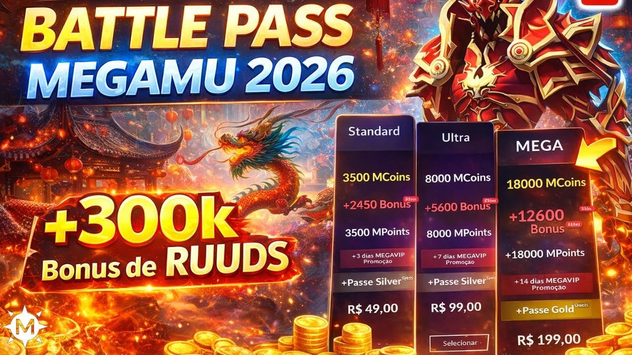 🔥 BATTLE PASS MEGAMU 2026 +300K DE RUUDS! VALE MUITO A PENA?