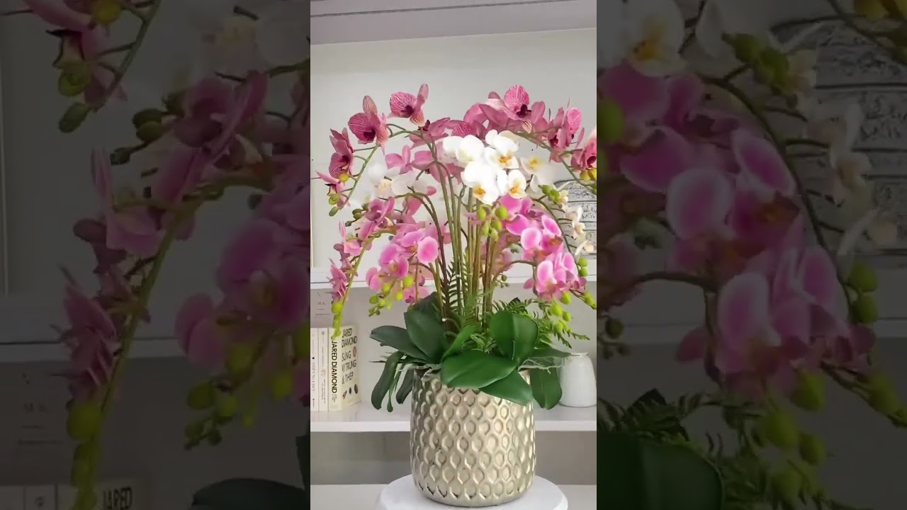 Chậu hoa lan hồ điệp giả đẹp Amy Flowers #hoagiatrangtri #chauhoalanhodiep