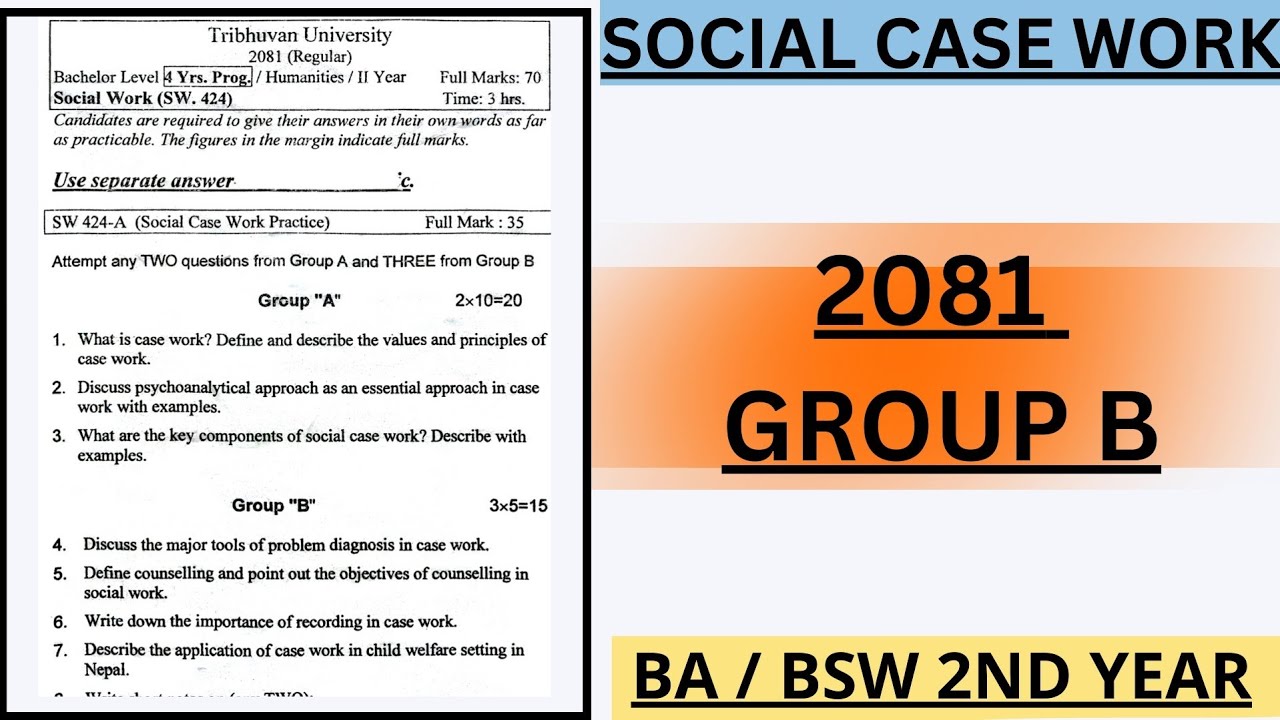 Social Case Work (SW 424 A) | Group B Short Questions Answers 2081 | BA / BSW 2nd Year TU