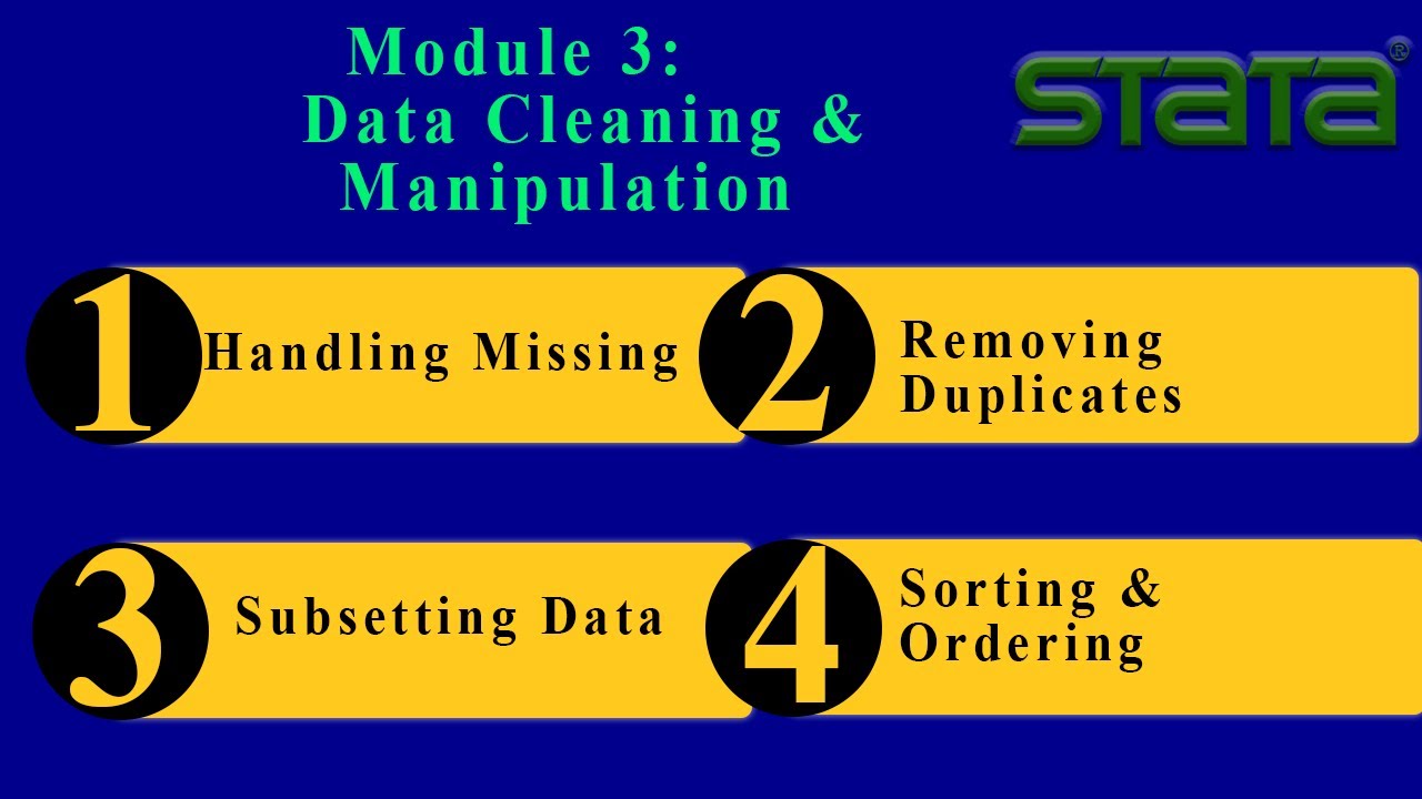 STATA Data Cleaning & Manipulation – Module 3 ;Missing Values, Duplicates, Reshape, Subset, and Sort