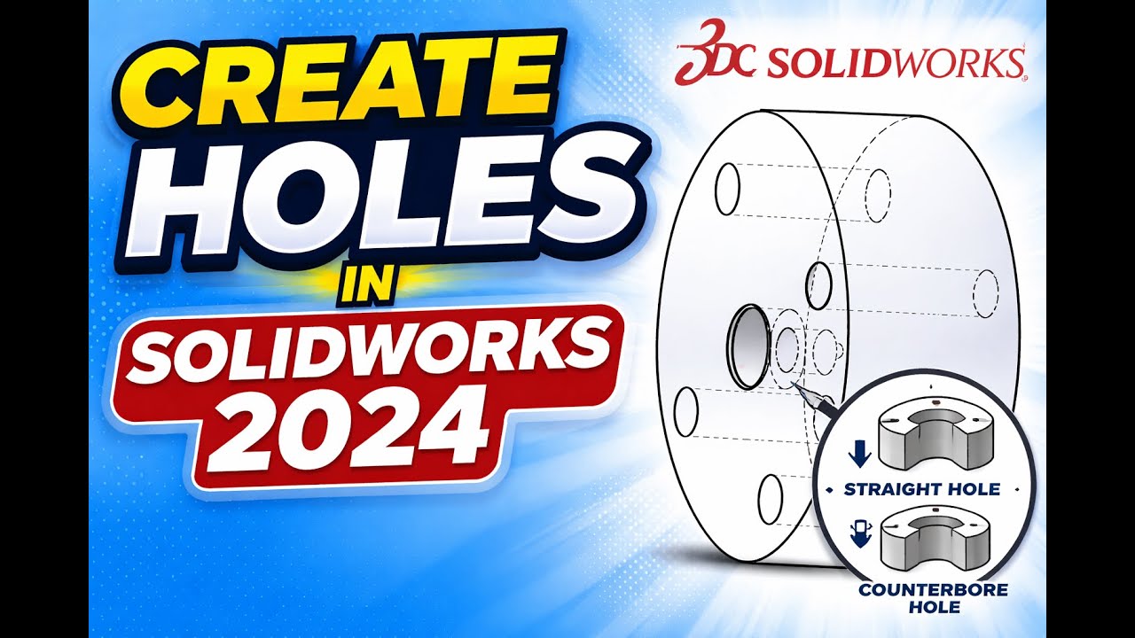 How to Create Straight Hole & Counterbore Hole Using Advanced Hole Wizard | SolidWorks 2024