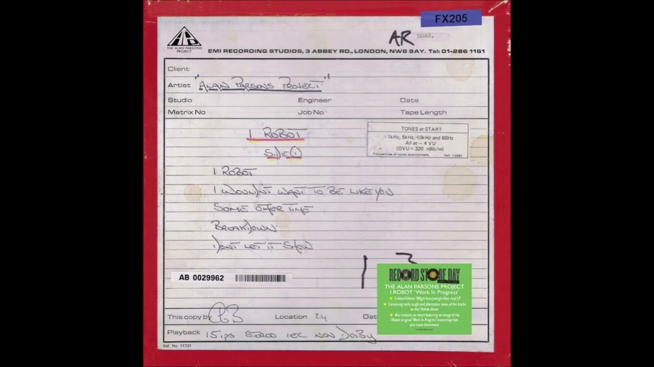 The Alan Parsons Project - Breakdown (Rough Mix With Extended Ending) -  Vinyl recording HD