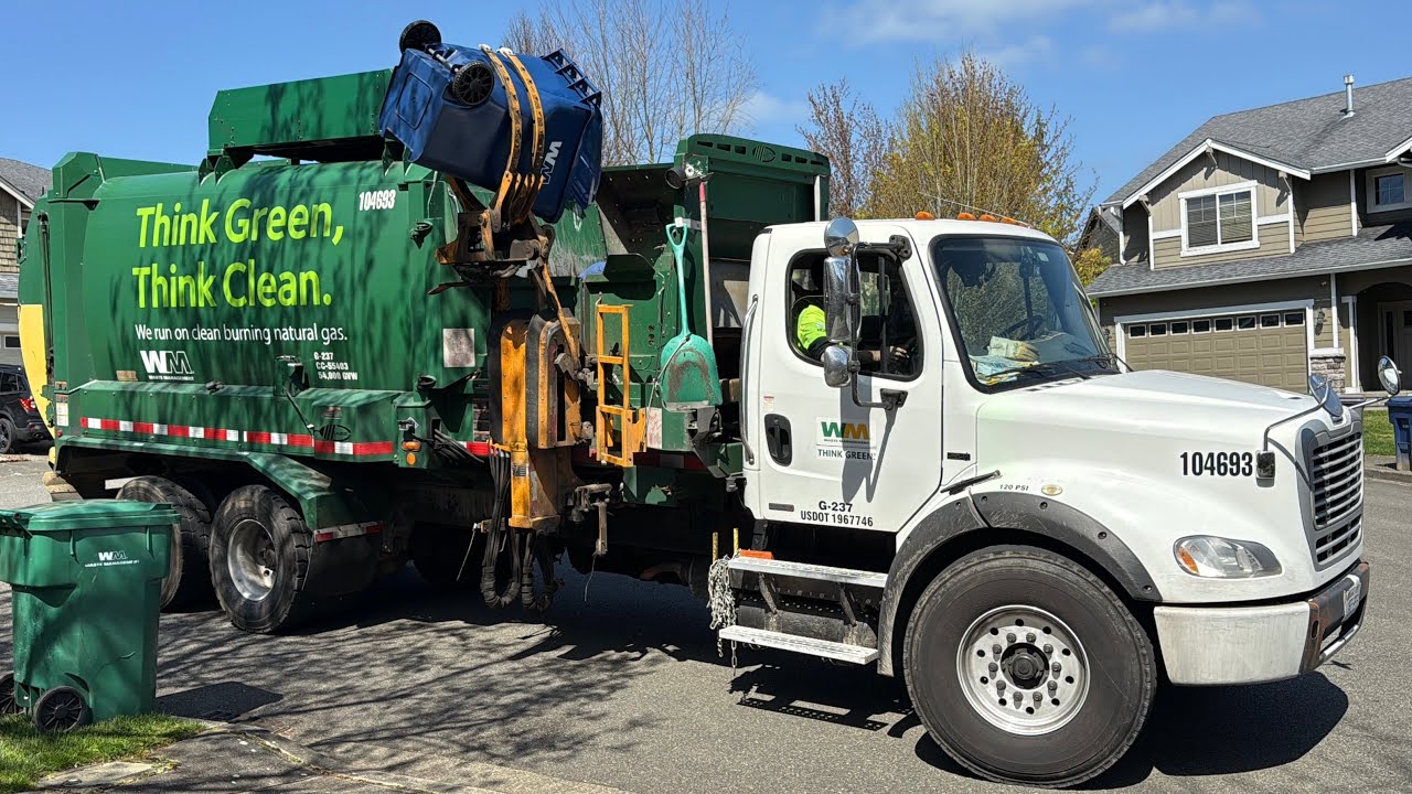 WM Freightliner M2 Labrie Automizer Side Loader Garbage Truck