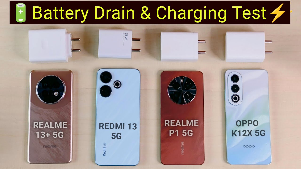ТЕСТ РАЗРЯДА И ЗАРЯДКИ БАТАРЕИ (5G) | REALME 13+ против REDMI 13 против REALME P1 против OPPO K12...