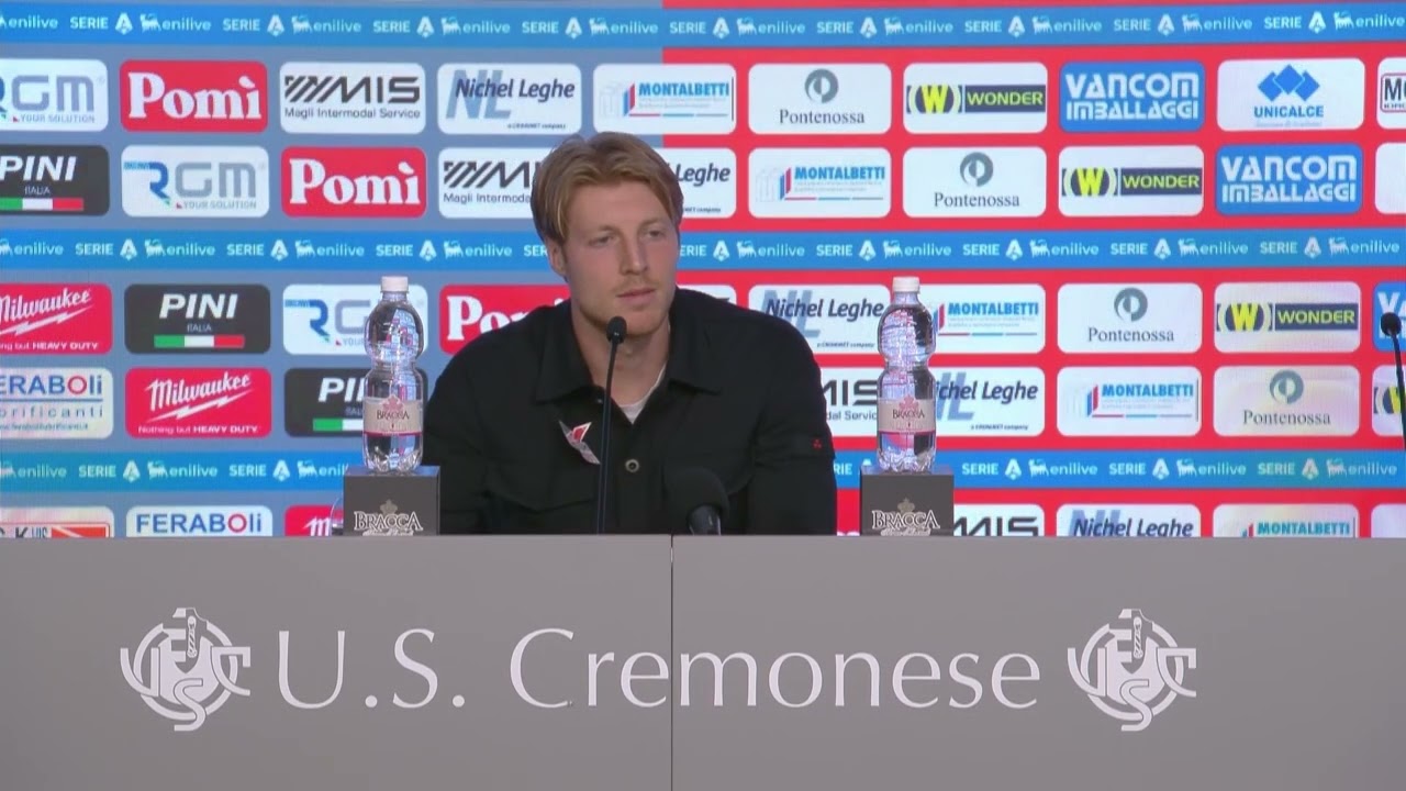 Marco Brescianini in conferenza stampa al termine di Cremonese vs Fiorentina