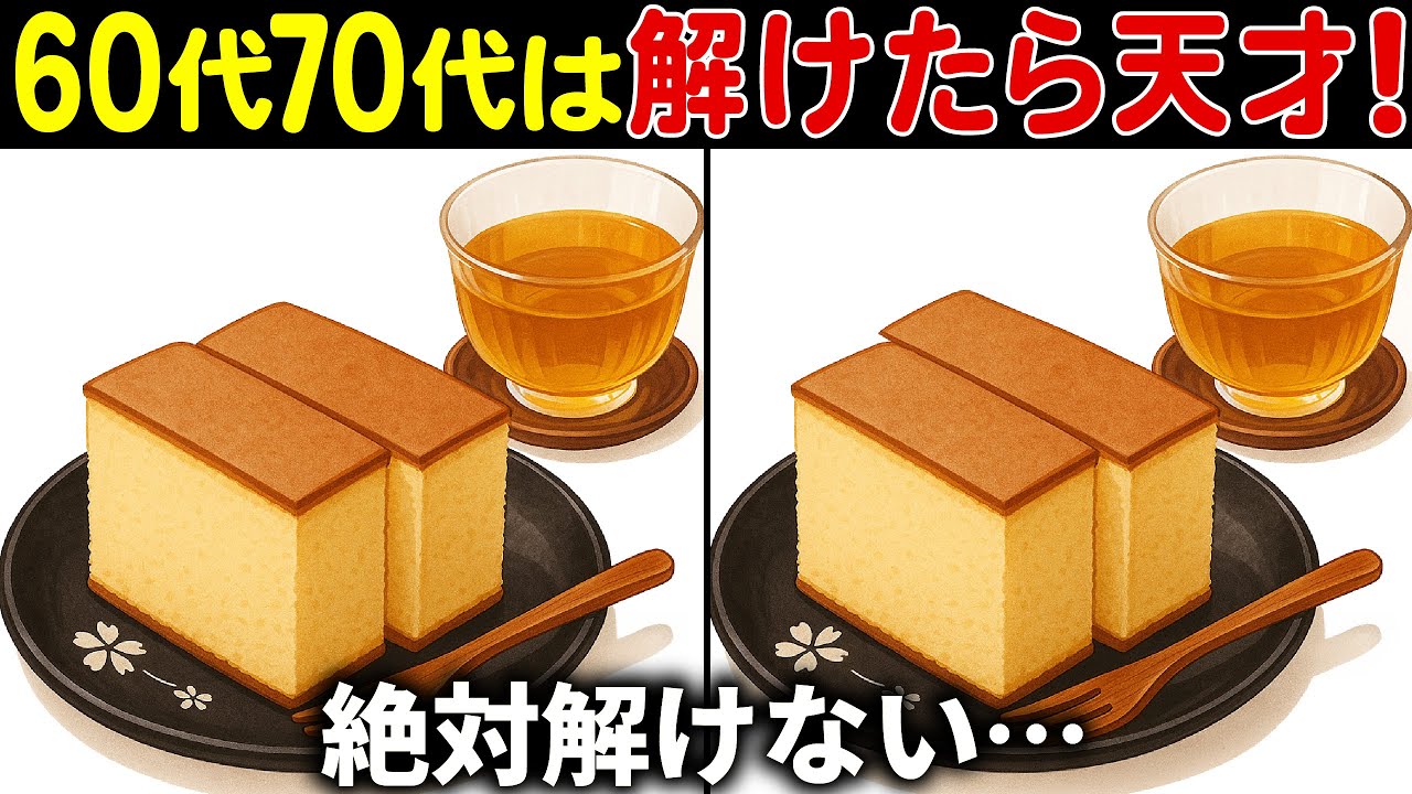 【脳トレ間違い探しクイズ】60代70代高齢者向け難しいけど面白い無料レクで頭の体操！上級編【認知症予防/老化予防/記憶力/集中力】
