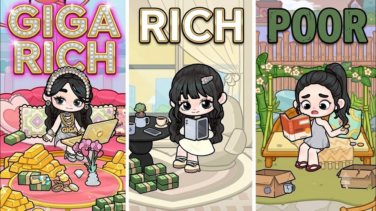 .⁠｡⁠*⁠♡Giga rich vs rich vs poor series. Lifestyle series. Game World series .⁠｡⁠*⁠♡