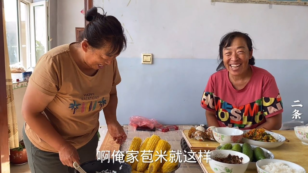 老妈在大姨家摊煎饼，突刮大风无法摊制，二条打算蹭顿饭再走