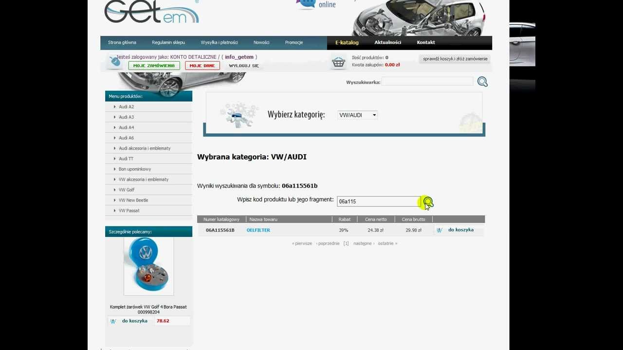 Getem e-katalog czyli jak zamawiać wg numer&oacute;w OE