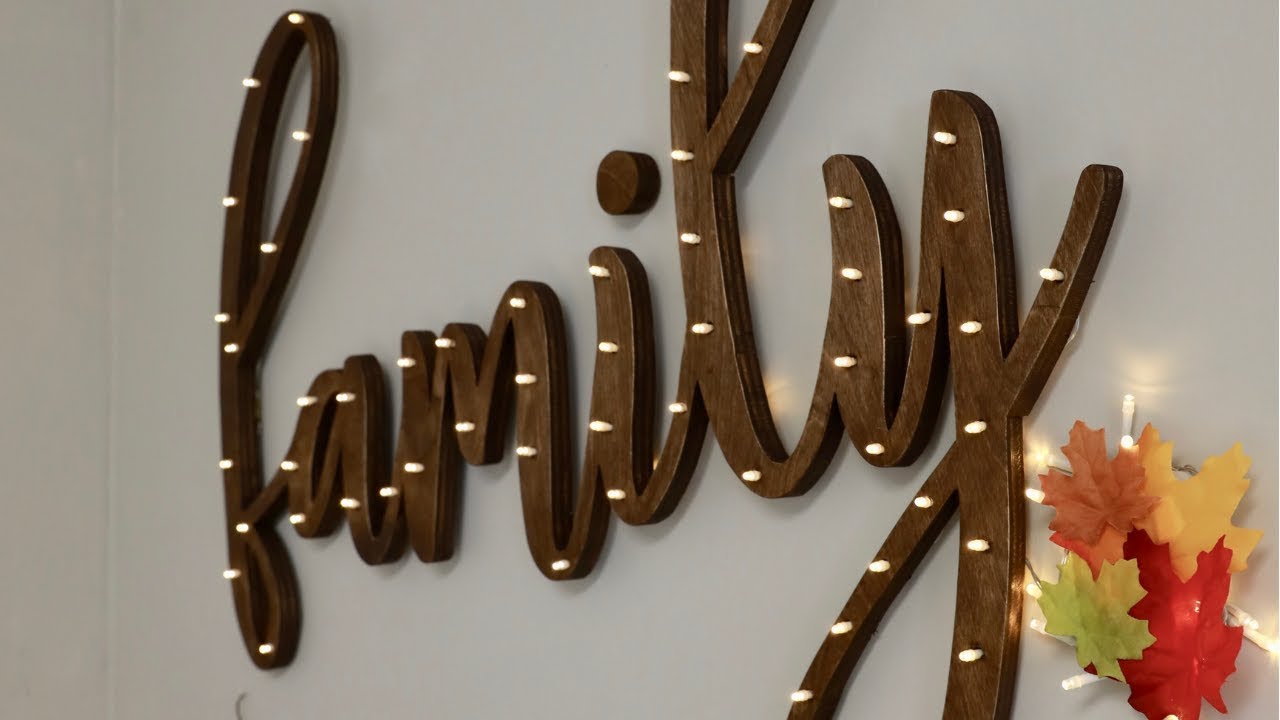 How to Make a DIY Word Light Sign Out of Wood - FULL TUTORIAL - Thrift Diving
