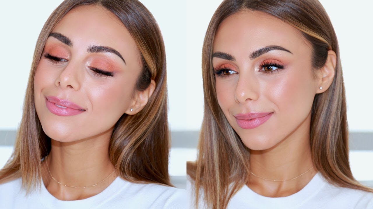 PRETTY ROSY PEACH MAKEUP | NATURAL HOLIDAY GLAM | Annie Jaffrey