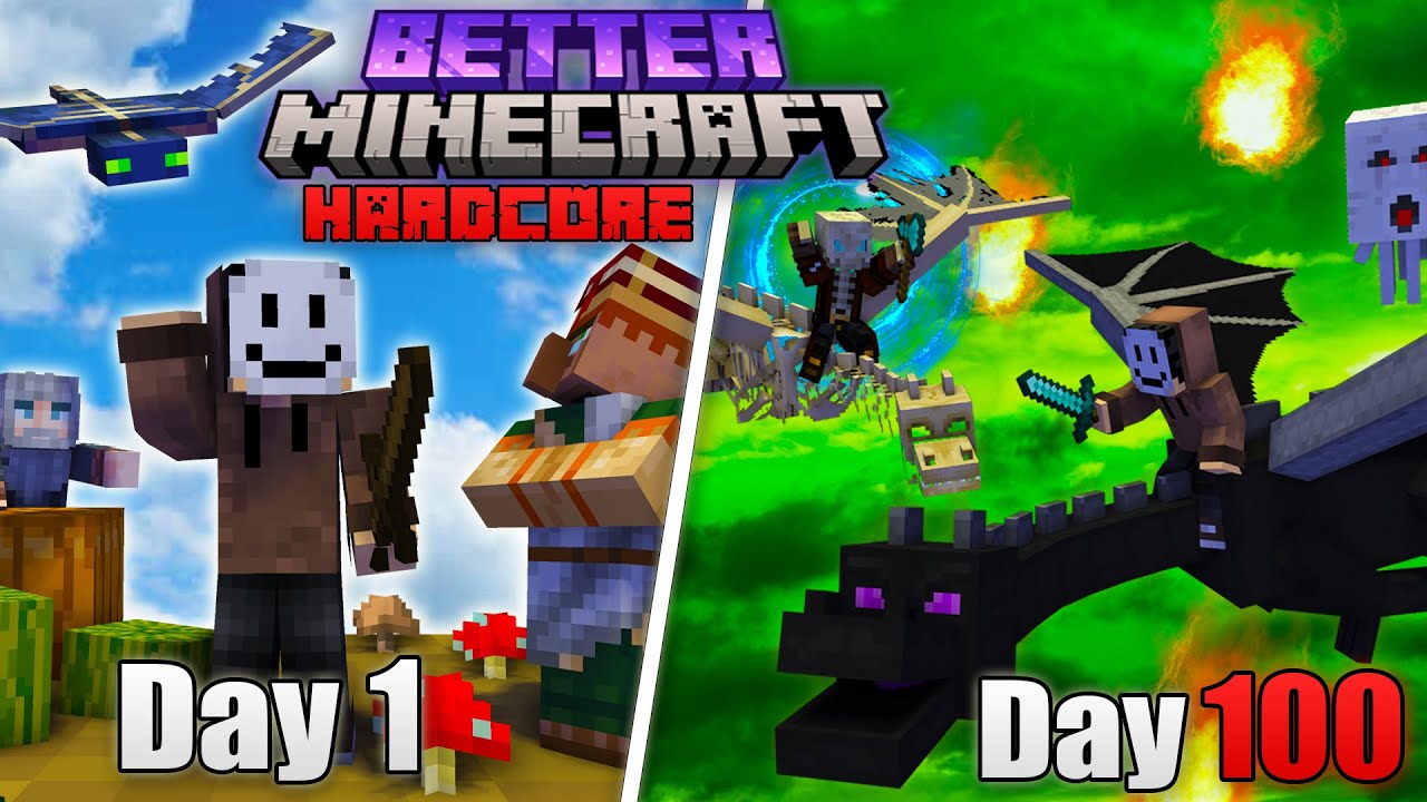 صد روز در بتر ماینکرفت هاردکور زندگی کردم؟ I Survived 100 Days in BETTER Minecraft HARDCORE!