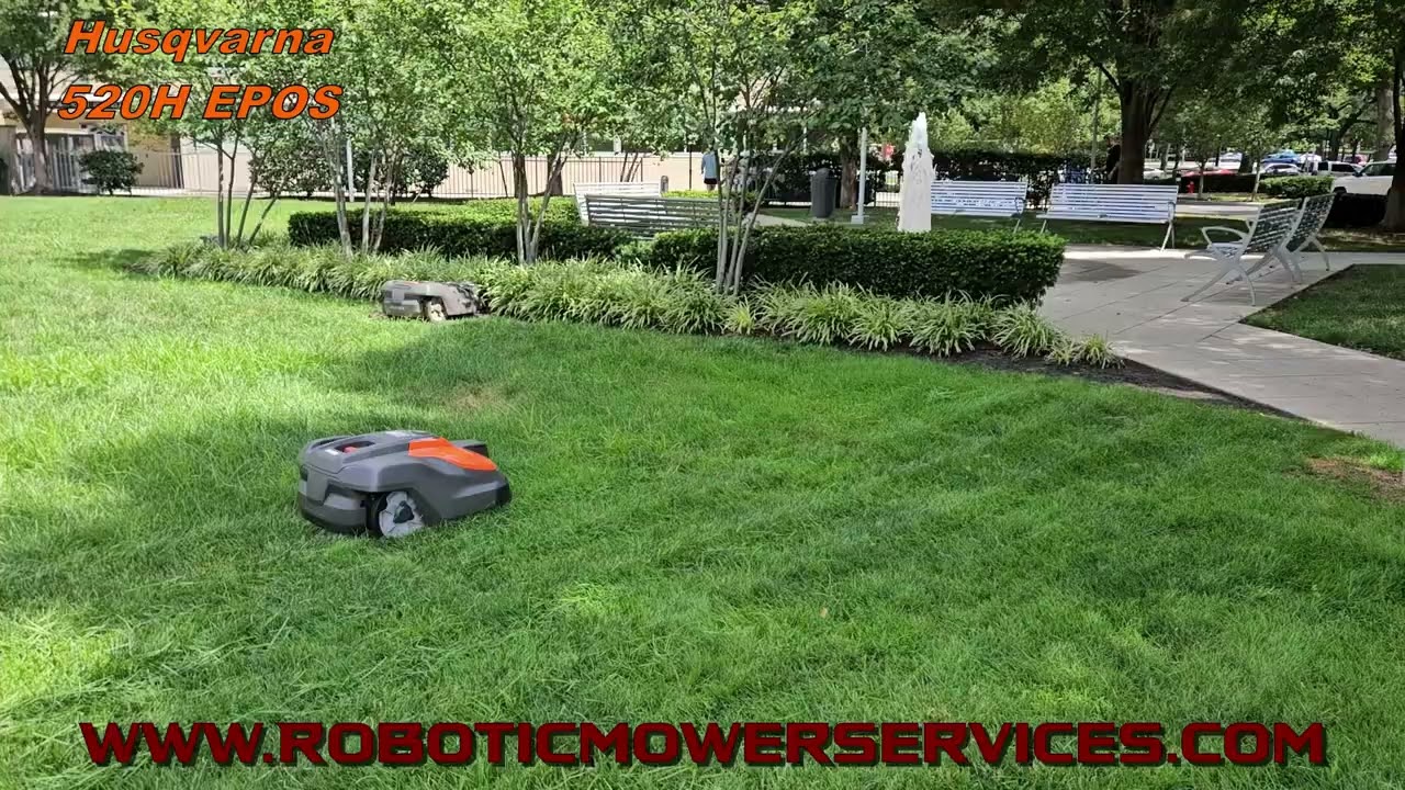 Husqvarna 520H EPOS Automower Mowing A Community Lawn Area In Philadelphia, PA