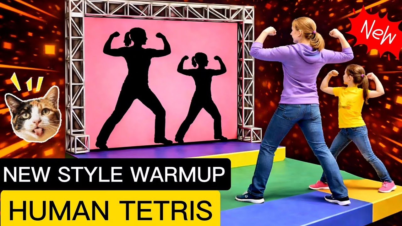 HUMAN TETRIS | Mom & Daughter vs Human Tetris 😱 | 99% FAILS | 2 PLAYER TETRIS #humantetris #warmup 