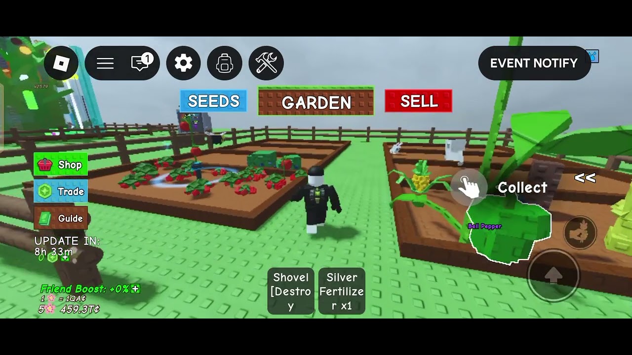 Playing grow a garden
