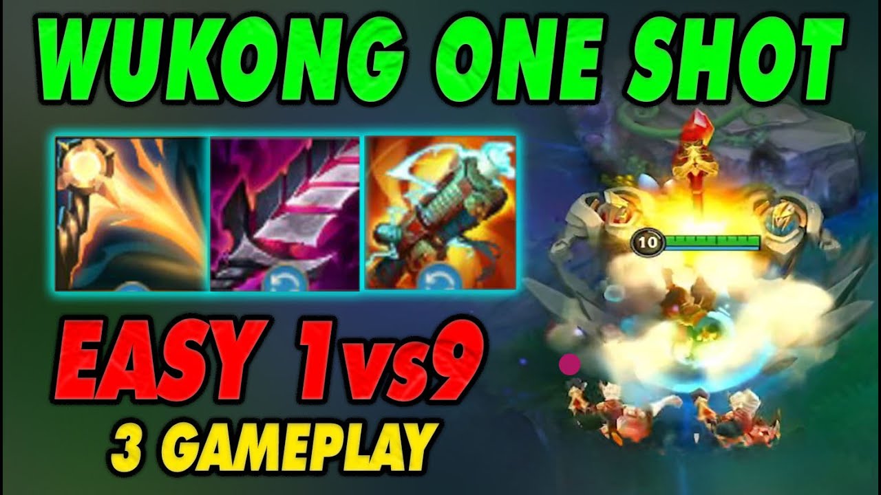 Wukong Wild Rift China | New ONE Shot Build 1vs9 22 Kills - Q Damage is Broken?! 3 Game Jungle Guide