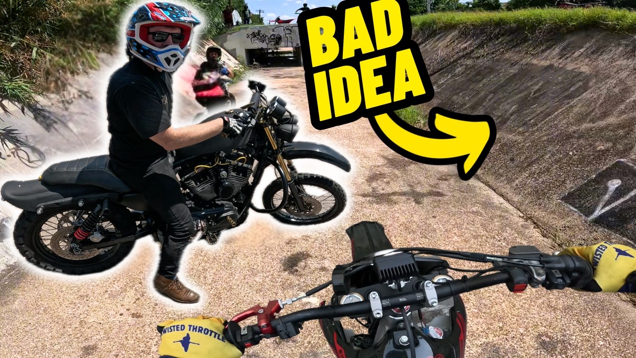BRO TOOK HIS NEW HARLEY DAVISON OFF ROAD!!