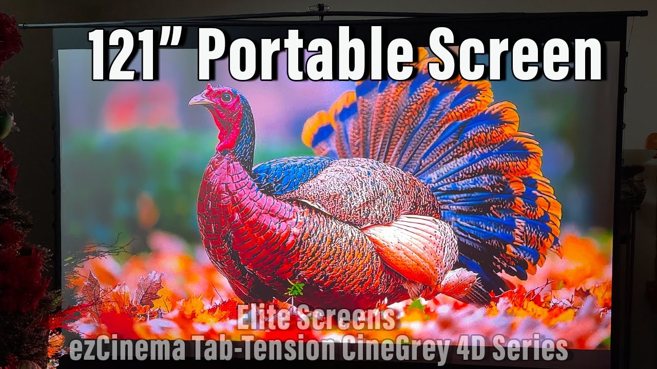 Portable 120+ inch screen from Elite Screens ezCinema Tab-Tension CineGrey 4D