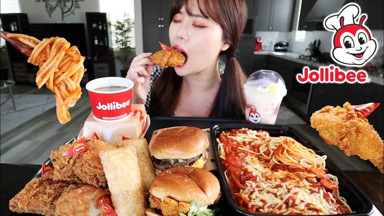 JOLLIBEE ФИЛИППИНСКИЙ МЯСНОЙ ФАСТ-ФУД (бургер с курицей и алоха, жареная курица, спагетти, HaloHalo)