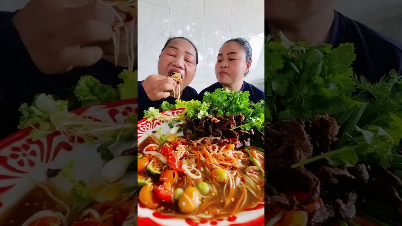 กินส้มตำบักกอเหิ่มแซ่บคักกับเนื้อวัวแดดเดียวแซ่บ อาหารบ้านๆ แม่เพ็ญแม่เจี๊ยบ 20/3/69