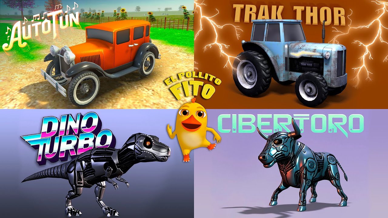El Pollito Fito, el Cibertoro y el Dinoturbo bailando!!!