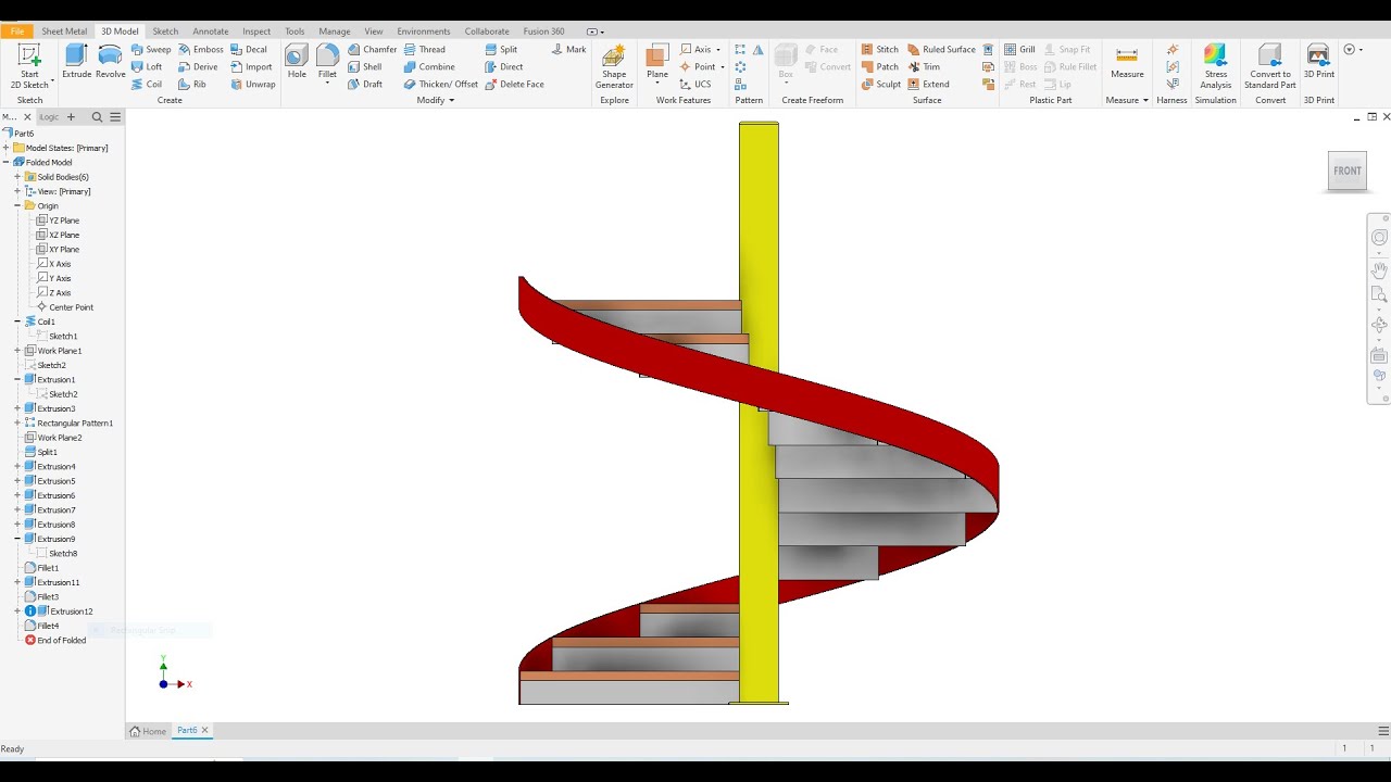 Autodesk Inventor 2023 tutorial  Design Spiral stairs Part 1/3