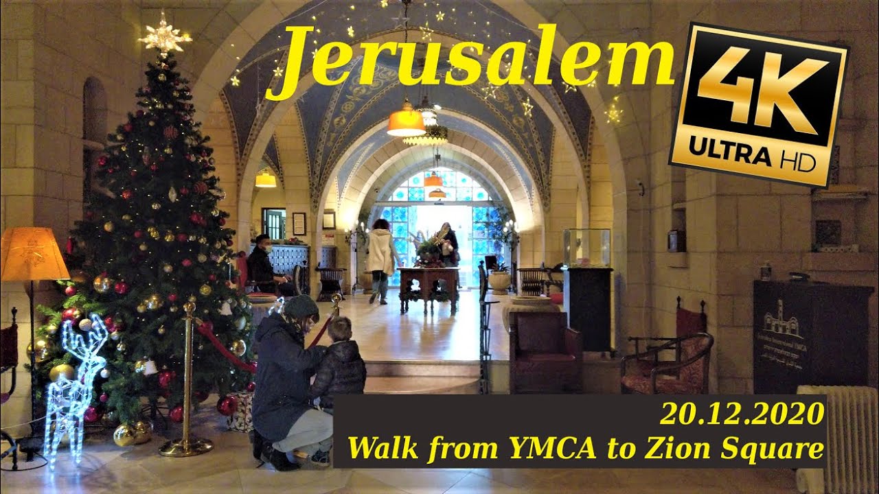 Walk from YMCA to Zion Square...  Jerusalem4k, Street Sound