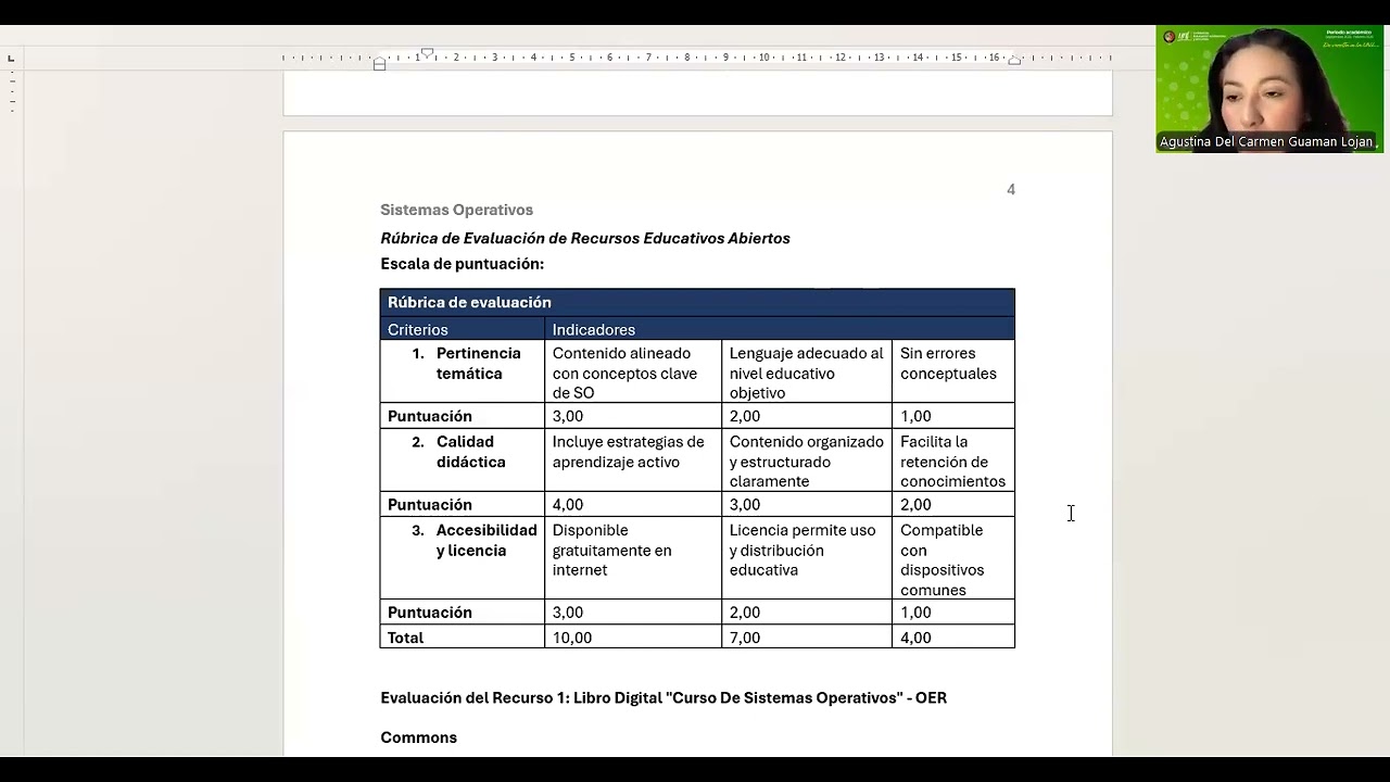 VIDEO EXPLICATIVO SOBRE LA EVALUACIÓN DE RECURSOS EDUCATIVOS