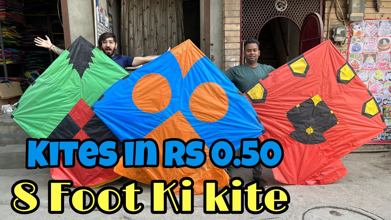 Cheapest Kite Market in Delhi/NCR | Kites starting Rs 0.50 | 8 foot kite | 6 Foot Kites | 1 in India