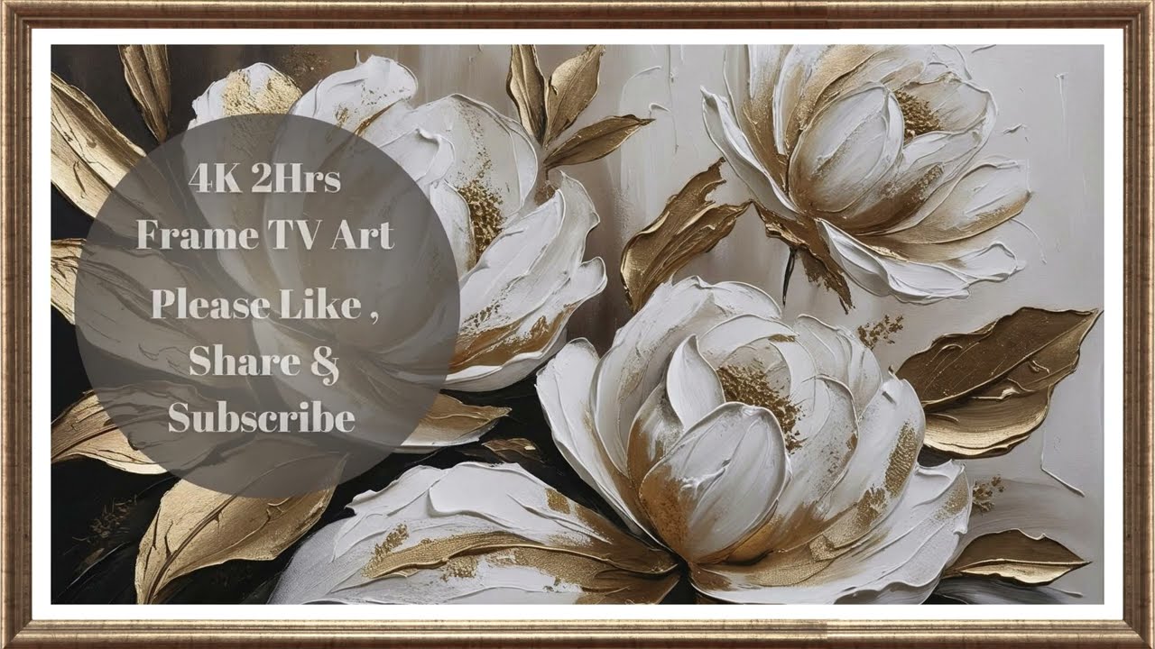 Luxury Floral Wall Art For Frame TV | White & Gold Peonies Painting | Elegant Digital Art #frametv ✨