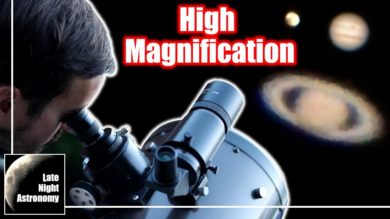 Mars, Jupiter and Saturn at 200x, 400x and 1200x Magnification through a Telescope