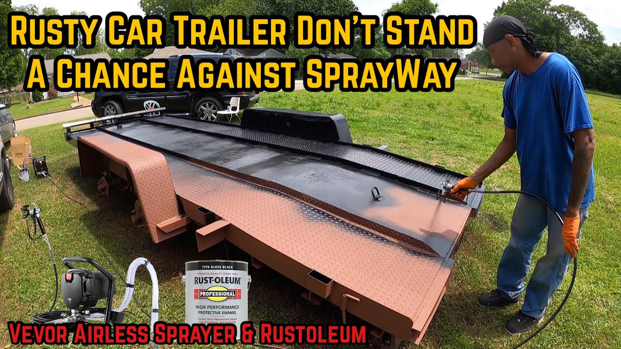 How To Paint A Rusty Trailer With Vevor Airless Sprayer Using Rustoleum Protective Enamel & Primer