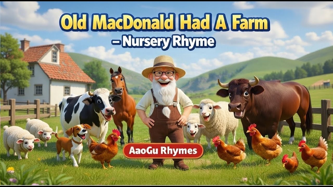 Old MacDonald Had a Farm 🐮 | Kids Nursery Rhyme with Animals Sounds | AaoGu Rhymes #oldmacdonald