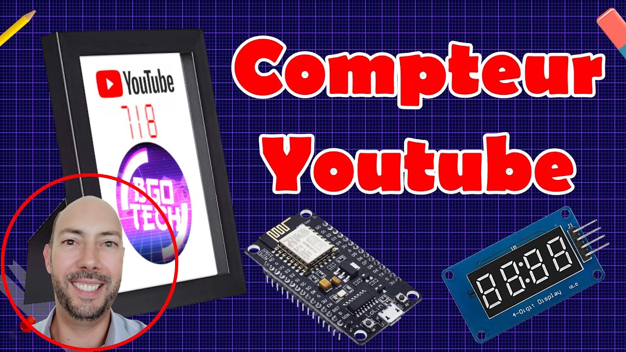 Cadre photo avec compteur d'abonn&eacute; Youtube et heure - Microcontr&ocirc;leurs