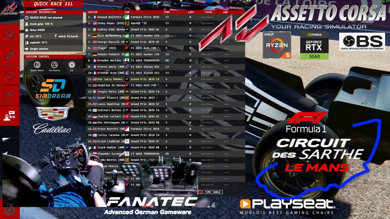 PB 'TOP SPEED' Assetto Corsa F1 HPSuprchrg2SSLS3 @Circuit de la Sarthe Endurance course  Simrace2026