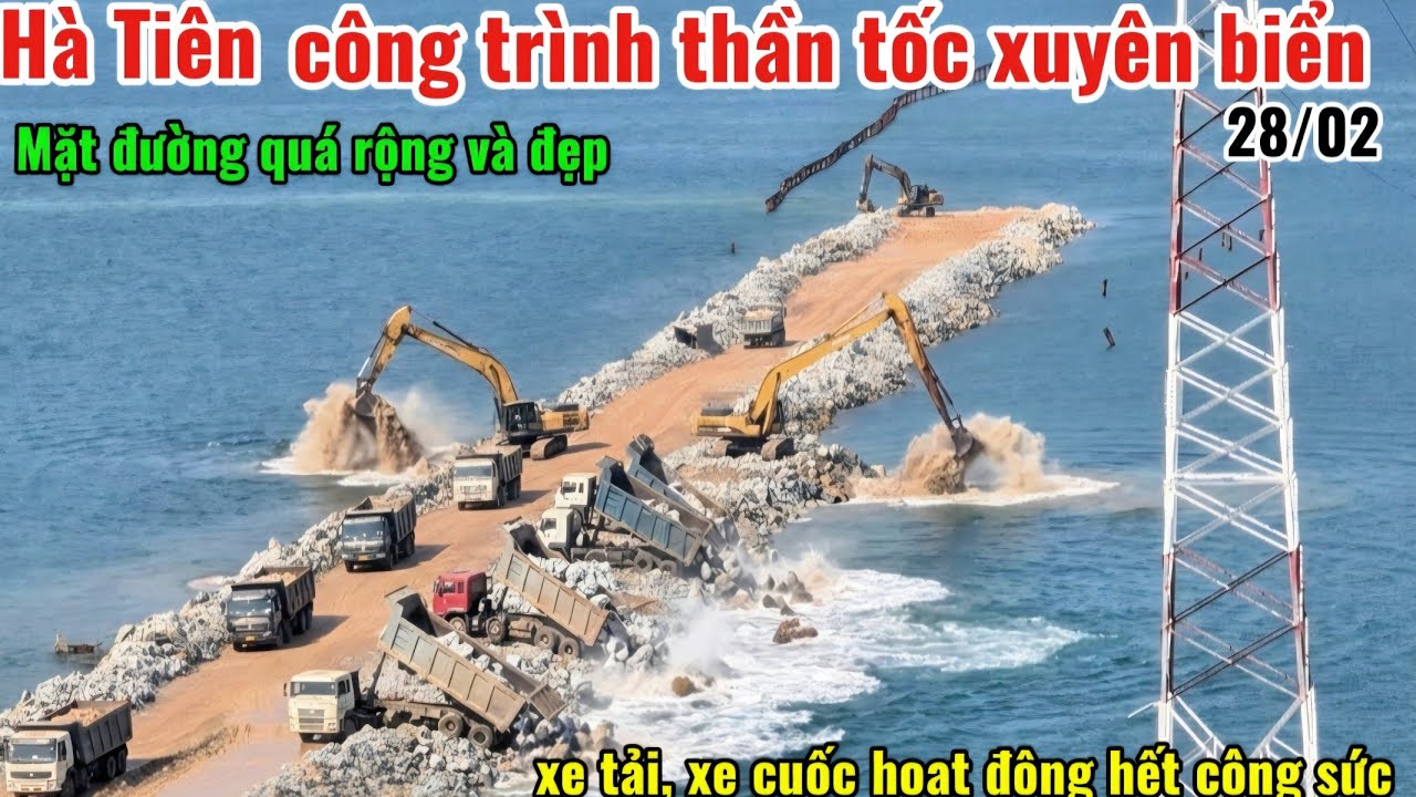 Công trình thần tốc xuyên biển Hà tiên vừa mở rộng vừa tiến nhanh về mốc