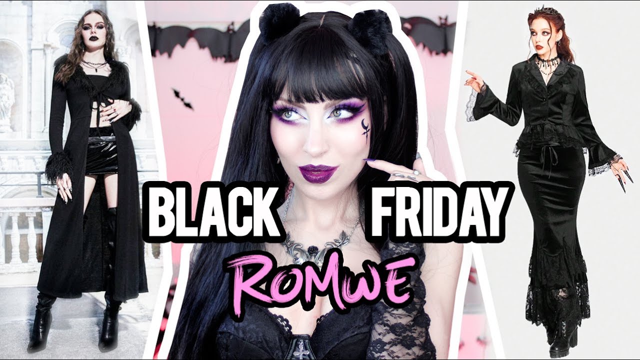 🦇🖤 BLACK FRIDAY CYBER MONDAY ROMWE HAUL | Trying On Vampire Romantic Goth Outfits 🖤🦇 | Vesmedinia