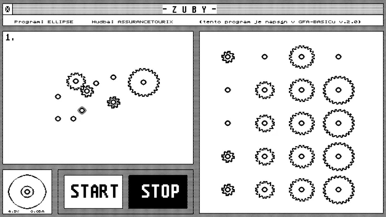 ATARI ST Zuby By Vilém Haška Ellipse VILEM HASKA PUZZLE MONO CHROME BW HIGH RESOLUTION 640x400x2 STE