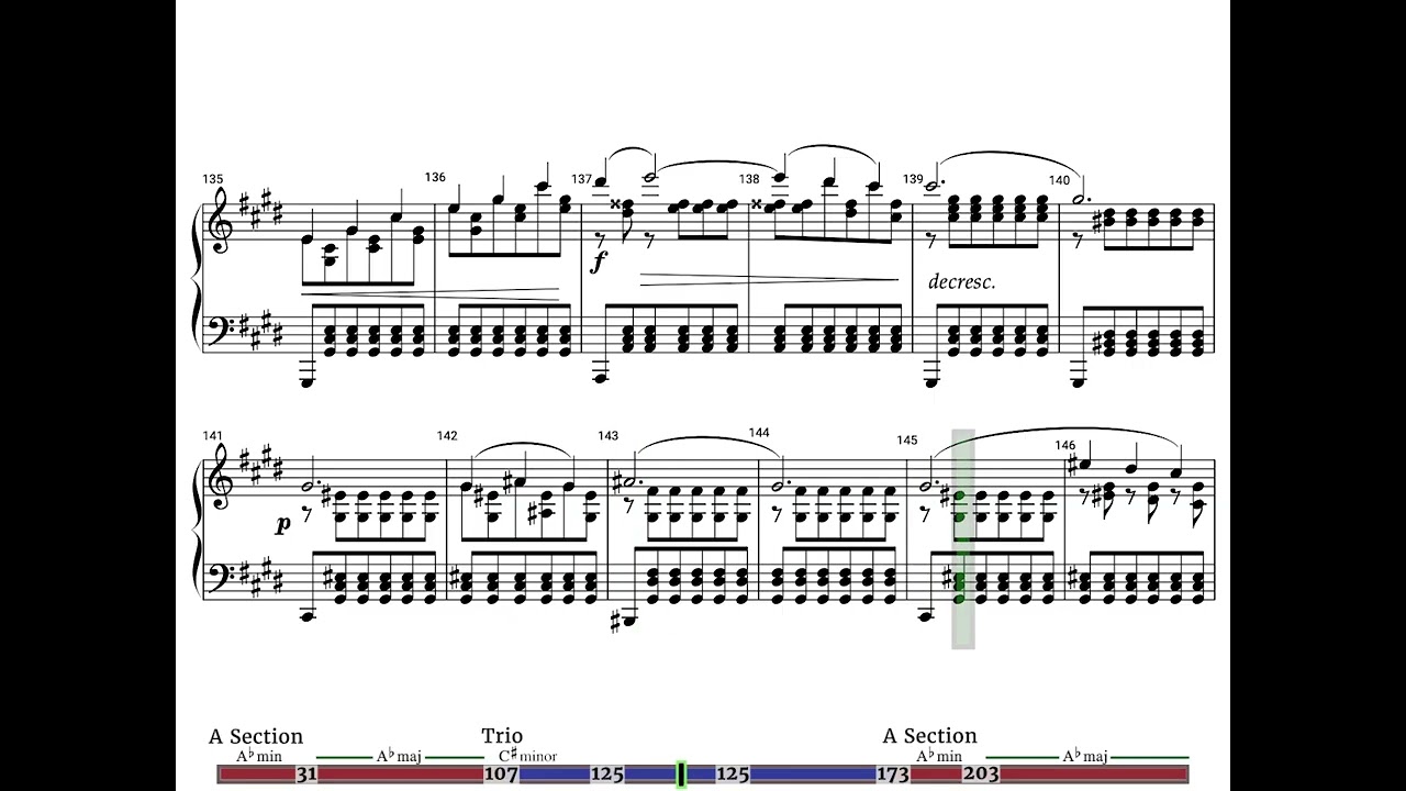 Piano Solo by Schubert, follow along score w/ analysis