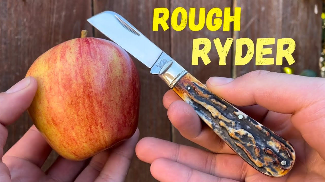 Cutting with a Rough Ryder Cinnamon Half Hawk pocket knife