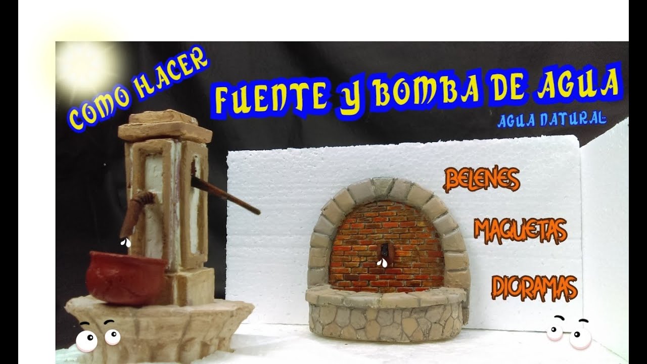 Como hacer FUENTE Y BOMBA de agua natural/para BELEN, MAQUETA/2020
