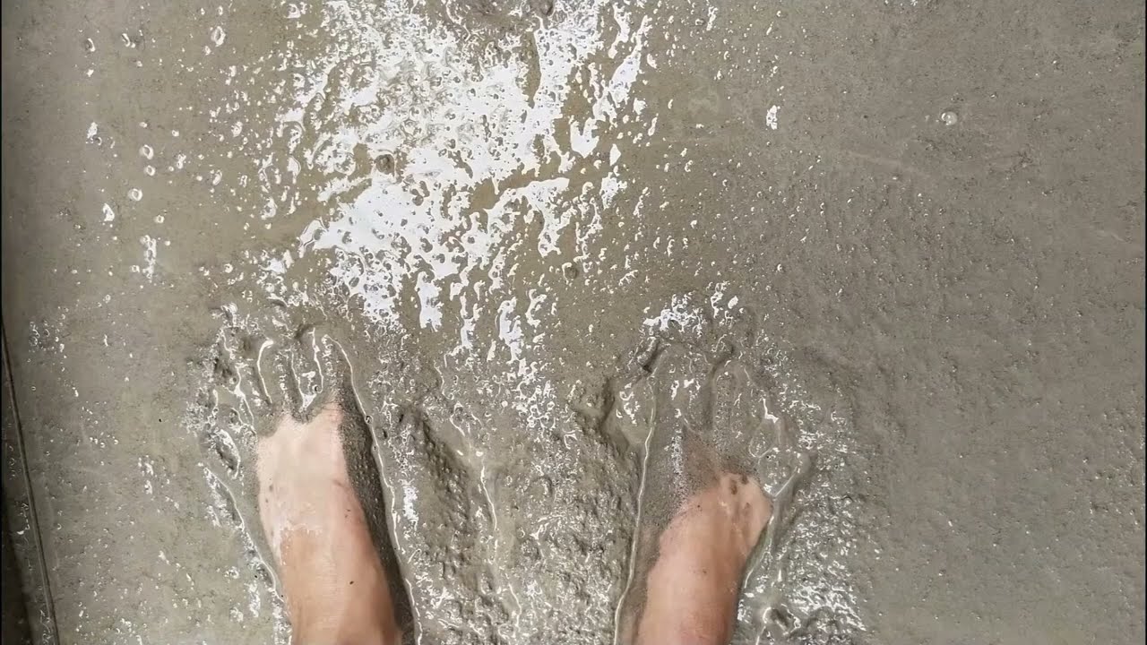 Helping My Workers Work Mixing The Sands And Gravel ( Barefoot ) and There Reactions