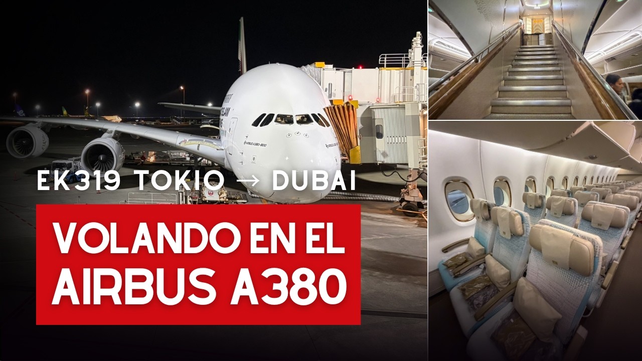 Volando por primera vez en el A380 de Emirates 🐳 | Desde Japón a Dubái en Clase Economy