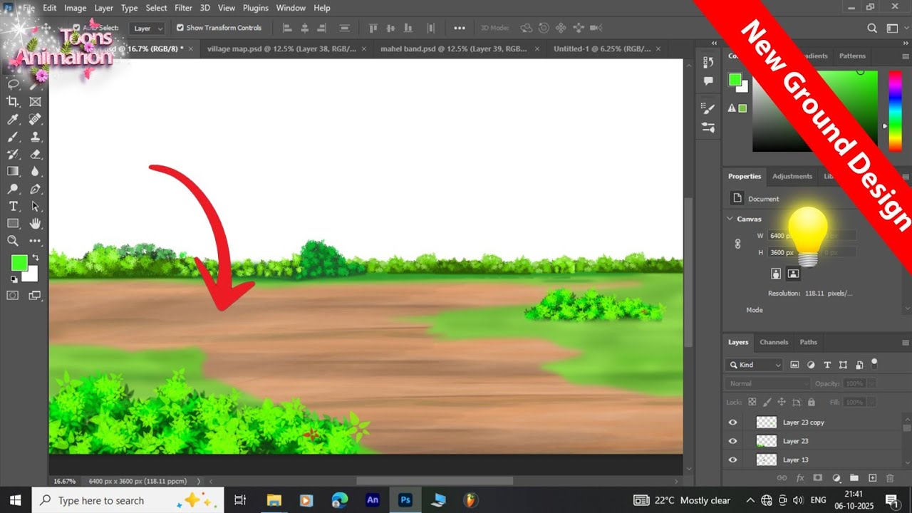 How To Make Cartoon Backround | Cartoon Village Backround Kaise banaye | Design Toturial hindi