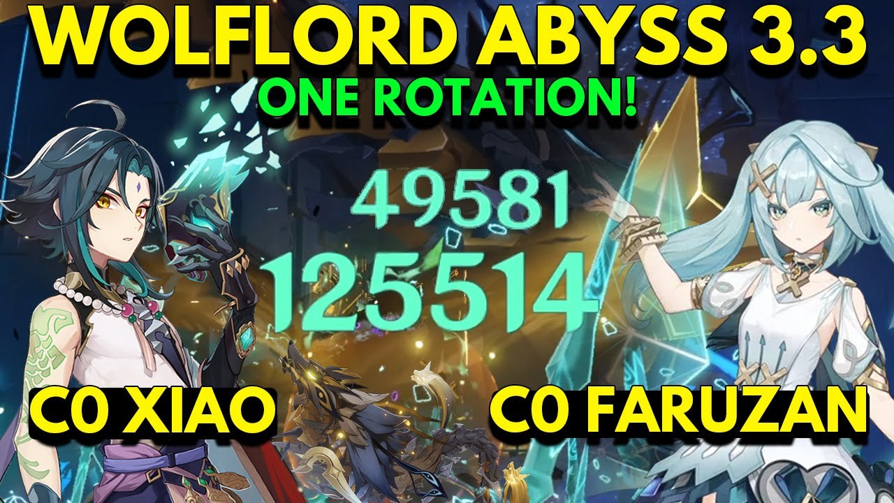 C0 Xiao & C0 Faruzan One Rotation Golden Wolflord Spiral Abyss 3.3 Floor 12-2-2 - Genshin Impact