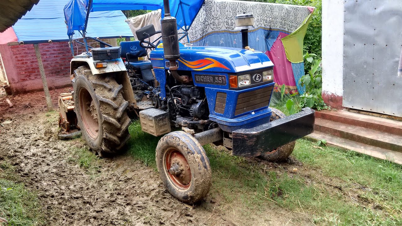 My eicher tractor puddling deep mud || tractor agriculture rotavator
